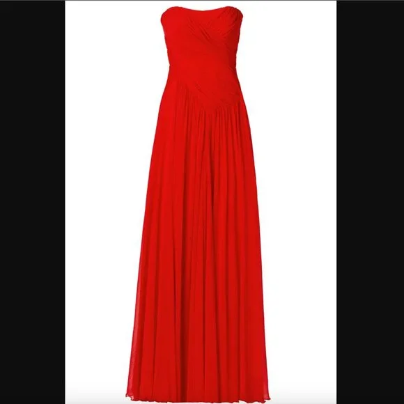 Badgley Mischka Celebrity Gown, Red Chiffon, Size 4 - Picture 2 of 15